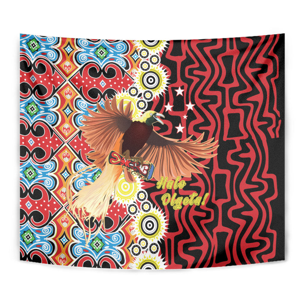 Papua New Guinea Pidgin Language Week Tapestry Halo Olgeta Tok Pisin Wik Bird Of Paradise Oro Batik LT22 - Polynesian Pride