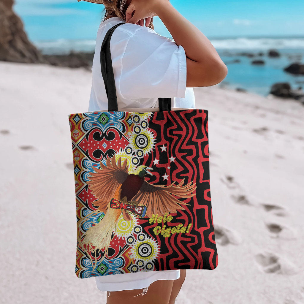Papua New Guinea Pidgin Language Week Tote Bag Halo Olgeta Tok Pisin Wik Bird Of Paradise Oro Batik LT22 - Polynesian Pride