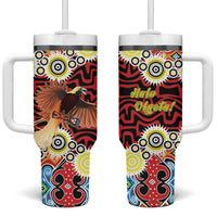 Papua New Guinea Pidgin Language Week Tumbler With Handle Halo Olgeta Tok Pisin Wik Bird Of Paradise Oro Batik LT22 One Size: 40 oz Red - Polynesian Pride