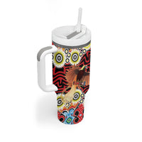 Papua New Guinea Pidgin Language Week Tumbler With Handle Halo Olgeta Tok Pisin Wik Bird Of Paradise Oro Batik LT22 - Polynesian Pride