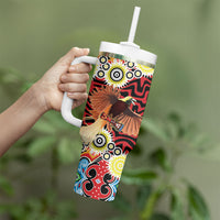 Papua New Guinea Pidgin Language Week Tumbler With Handle Halo Olgeta Tok Pisin Wik Bird Of Paradise Oro Batik LT22 - Polynesian Pride