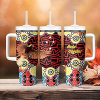 Papua New Guinea Pidgin Language Week Tumbler With Handle Halo Olgeta Tok Pisin Wik Bird Of Paradise Oro Batik LT22 - Polynesian Pride