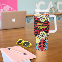 Papua New Guinea Pidgin Language Week Tumbler With Handle Halo Olgeta Tok Pisin Wik Bird Of Paradise Oro Batik LT22 - Polynesian Pride