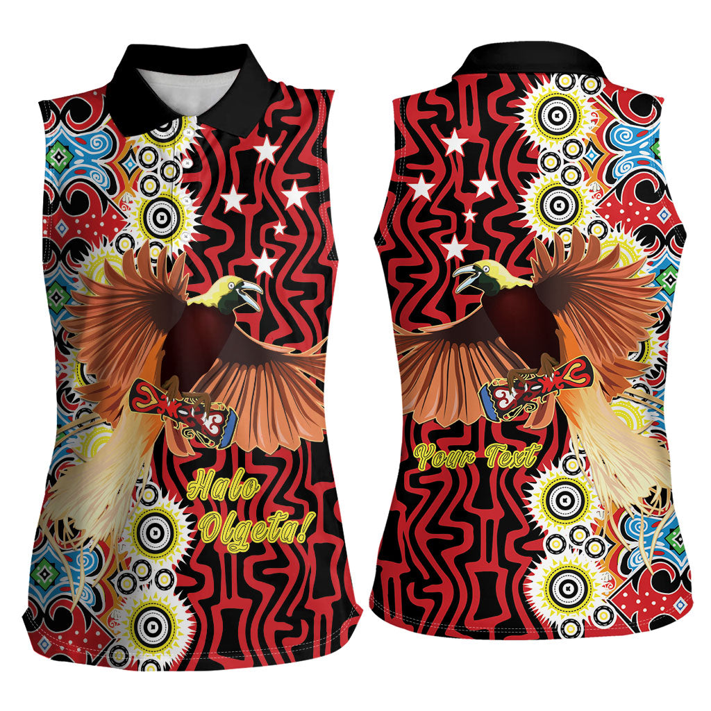 Personalised Papua New Guinea Pidgin Language Week Women Sleeveless Polo Shirt Halo Olgeta Tok Pisin Wik Bird Of Paradise Oro Batik LT22 - Polynesian Pride