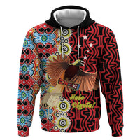 Personalised Papua New Guinea Pidgin Language Week Zip Hoodie Halo Olgeta Tok Pisin Wik Bird Of Paradise Oro Batik LT22 Pullover Hoodie Red - Polynesian Pride