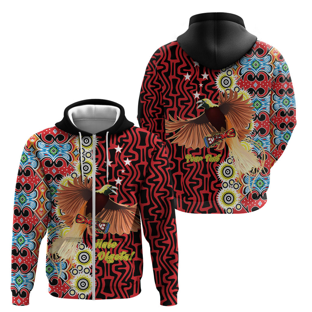 Personalised Papua New Guinea Pidgin Language Week Zip Hoodie Halo Olgeta Tok Pisin Wik Bird Of Paradise Oro Batik LT22 - Polynesian Pride
