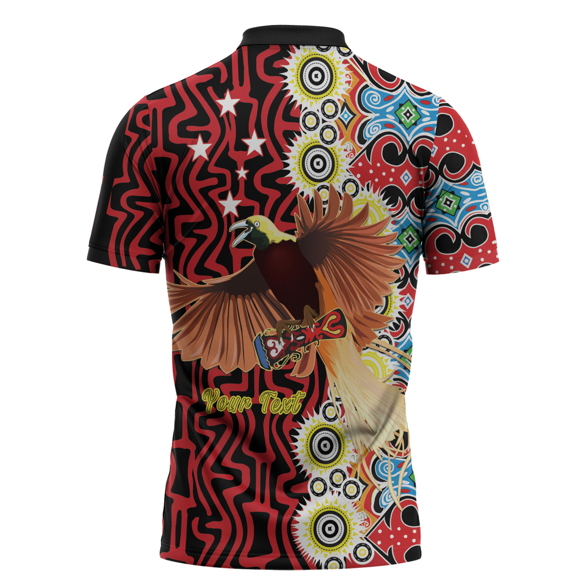 Personalised Papua New Guinea Pidgin Language Week Zipper Polo Shirt Halo Olgeta Tok Pisin Wik Bird Of Paradise Oro Batik LT22 - Polynesian Pride