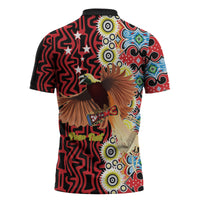 Personalised Papua New Guinea Pidgin Language Week Zipper Polo Shirt Halo Olgeta Tok Pisin Wik Bird Of Paradise Oro Batik LT22 - Polynesian Pride