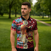 Personalised Papua New Guinea Pidgin Language Week Zipper Polo Shirt Halo Olgeta Tok Pisin Wik Bird Of Paradise Oro Batik LT22 - Polynesian Pride