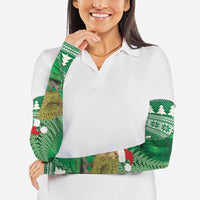 New Zealand Kakapo Christmas In July Arm Sleeves Silver Fern Santa Xmas Green Color LT22 - Polynesian Pride