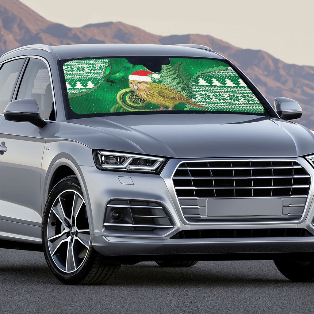 New Zealand Kakapo Christmas In July Auto Sun Shade Silver Fern Santa Xmas Green Color LT22 - Polynesian Pride