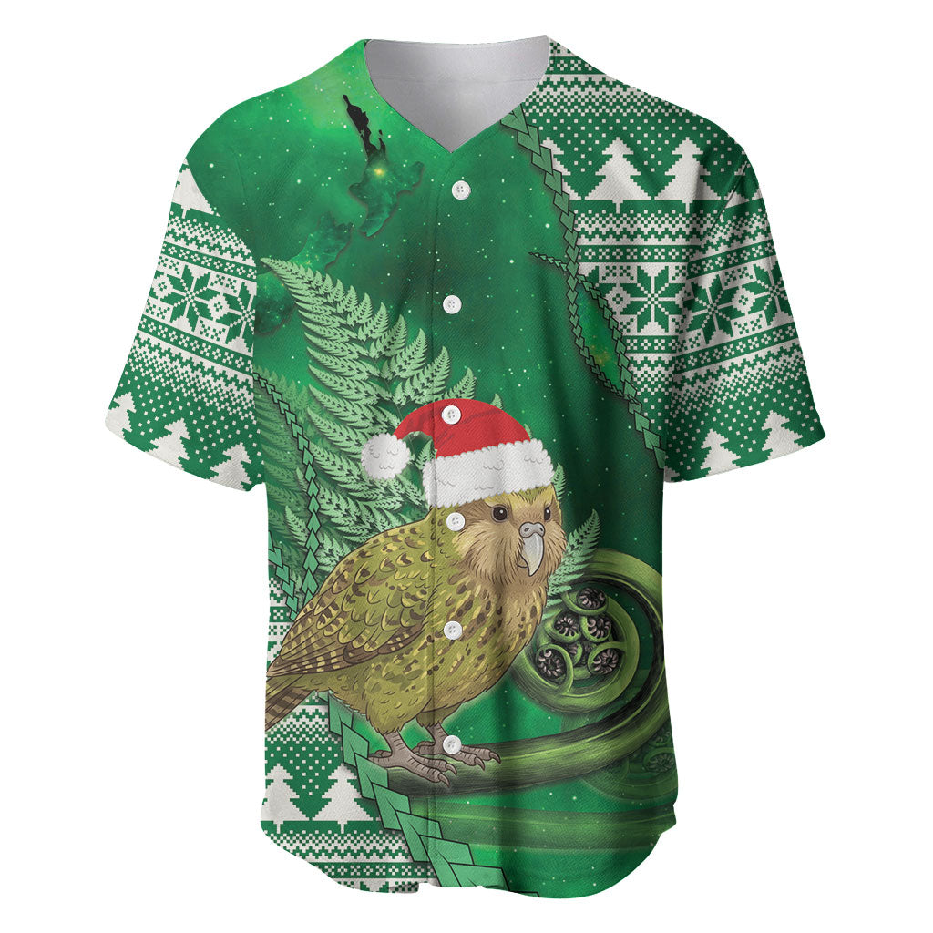 New Zealand Kakapo Christmas In July Baseball Jersey Silver Fern Santa Xmas Green Color LT22 Green - Polynesian Pride