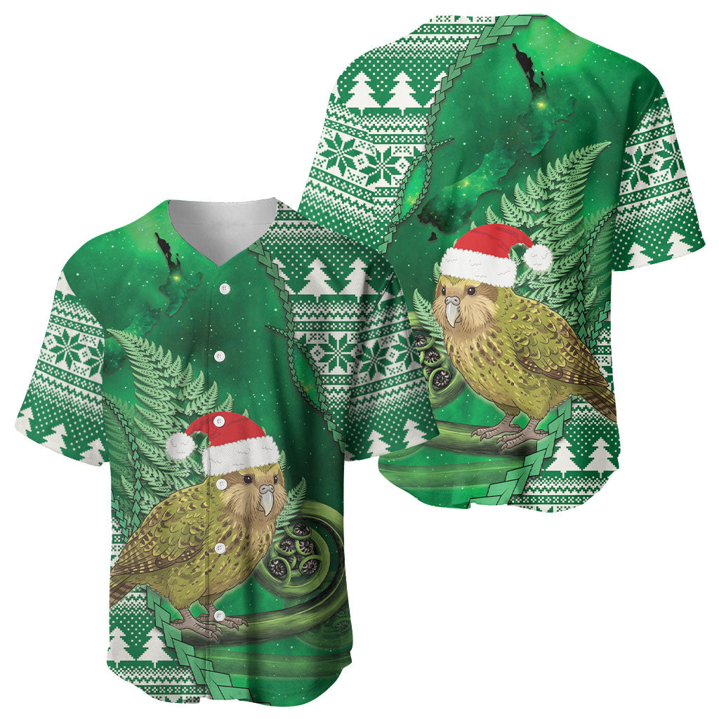 New Zealand Kakapo Christmas In July Baseball Jersey Silver Fern Santa Xmas Green Color LT22 - Polynesian Pride