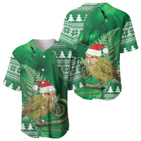 New Zealand Kakapo Christmas In July Baseball Jersey Silver Fern Santa Xmas Green Color LT22 - Polynesian Pride