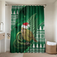 New Zealand Kakapo Christmas In July Bathroom Set Silver Fern Santa Xmas Green Color LT22 Shower Curtain Only Green - Polynesian Pride