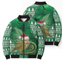 New Zealand Kakapo Christmas In July Bomber Puffer Jacket Silver Fern Santa Xmas Green Color