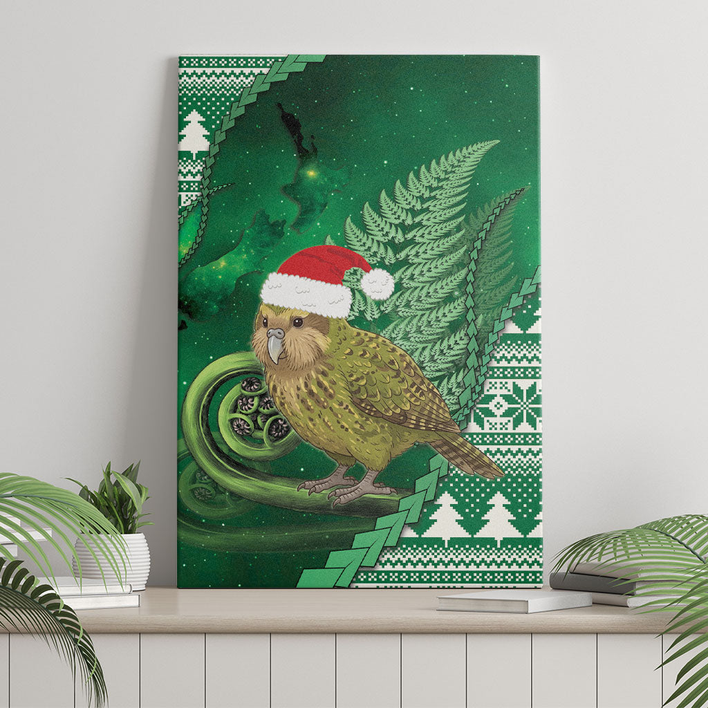 New Zealand Kakapo Christmas In July Canvas Wall Art Silver Fern Santa Xmas Green Color LT22 - Polynesian Pride