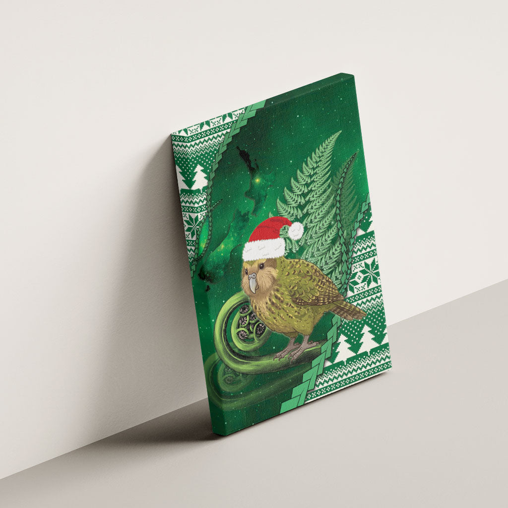 New Zealand Kakapo Christmas In July Canvas Wall Art Silver Fern Santa Xmas Green Color LT22 - Polynesian Pride