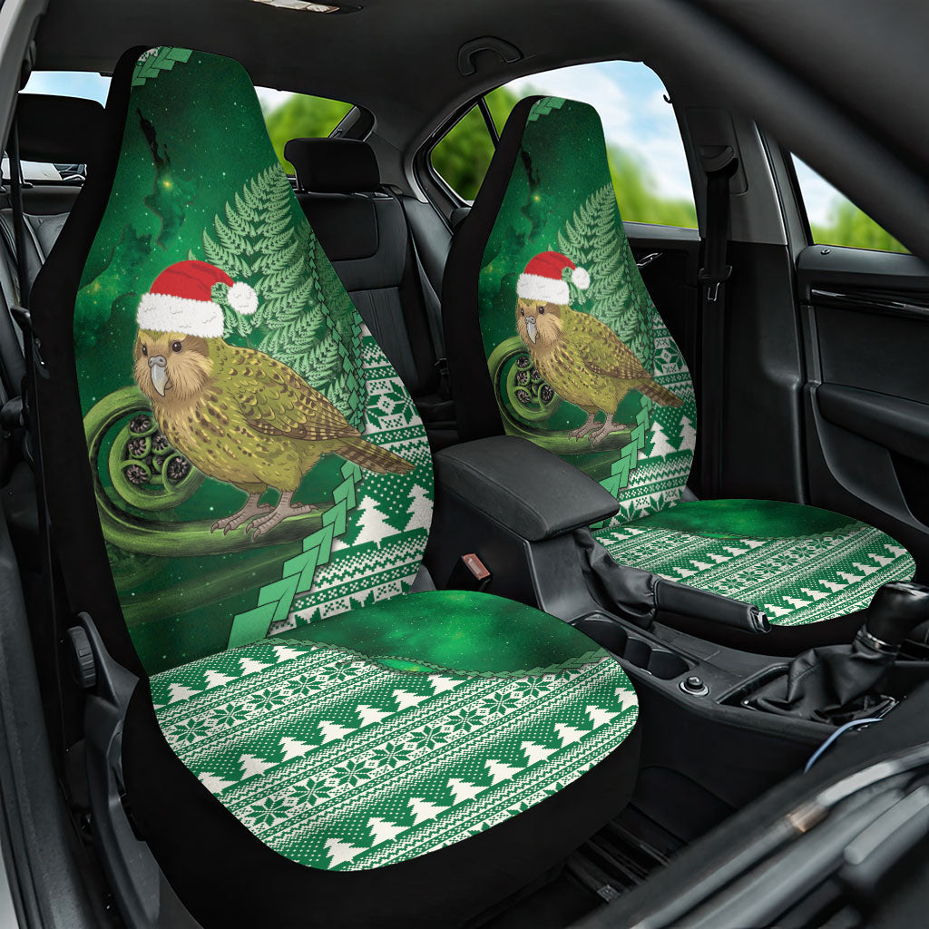 New Zealand Kakapo Christmas In July Car Seat Cover Silver Fern Santa Xmas Green Color LT22 One Size Green - Polynesian Pride
