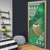 New Zealand Kakapo Christmas In July Door Cover Silver Fern Santa Xmas Green Color LT22 - Polynesian Pride