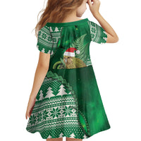 New Zealand Kakapo Christmas In July Family Matching Off The Shoulder Long Sleeve Dress and Hawaiian Shirt Silver Fern Santa Xmas Green Color LT22 - Polynesian Pride