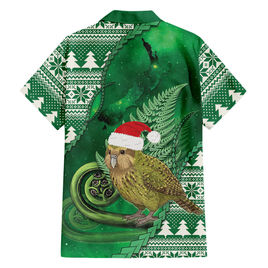 New Zealand Kakapo Christmas In July Family Matching Off Shoulder Maxi Dress and Hawaiian Shirt Silver Fern Santa Xmas Green Color LT22 - Polynesian Pride