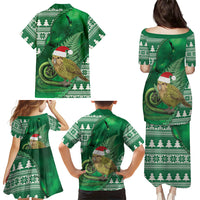 New Zealand Kakapo Christmas In July Family Matching Puletasi and Hawaiian Shirt Silver Fern Santa Xmas Green Color LT22 - Polynesian Pride