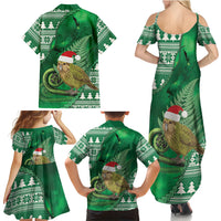 New Zealand Kakapo Christmas In July Family Matching Summer Maxi Dress and Hawaiian Shirt Silver Fern Santa Xmas Green Color LT22 - Polynesian Pride