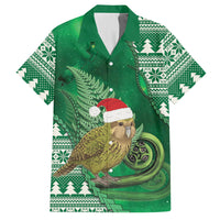 New Zealand Kakapo Christmas In July Hawaiian Shirt Silver Fern Santa Xmas Green Color