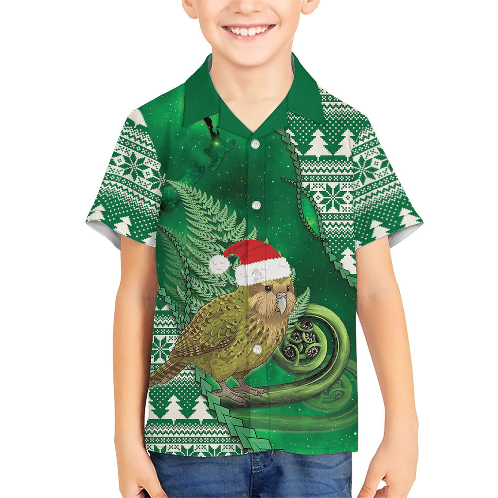 New Zealand Kakapo Christmas In July Hawaiian Shirt Silver Fern Santa Xmas Green Color