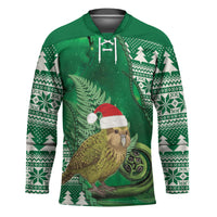 New Zealand Kakapo Christmas In July Hockey Jersey Silver Fern Santa Xmas Green Color LT22 Unisex Green - Polynesian Pride