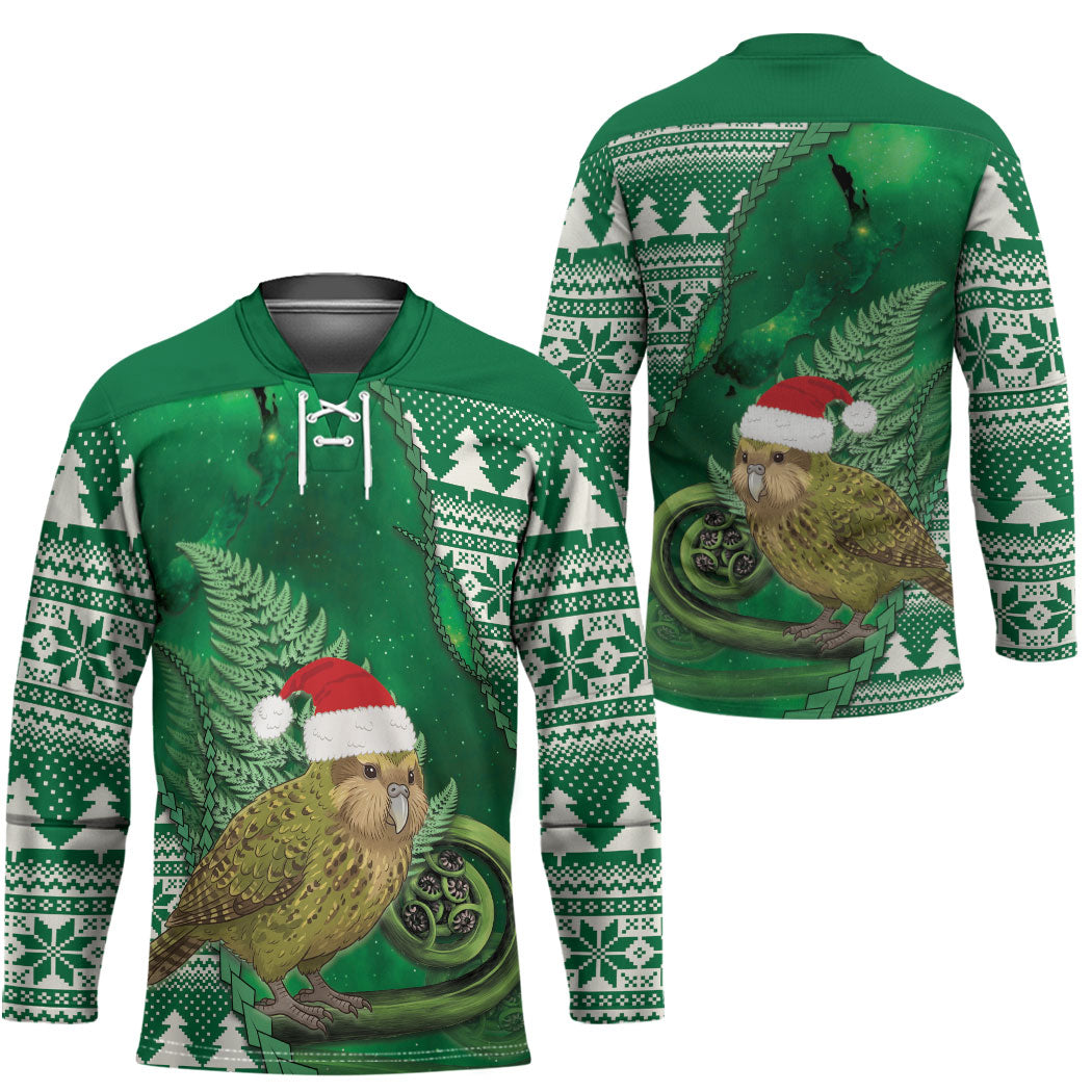 New Zealand Kakapo Christmas In July Hockey Jersey Silver Fern Santa Xmas Green Color LT22 - Polynesian Pride
