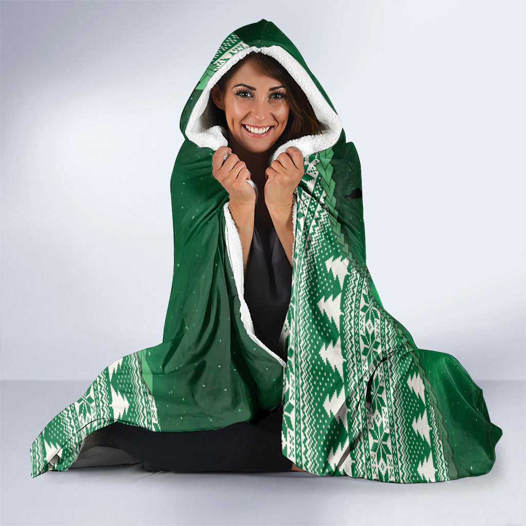 New Zealand Kakapo Christmas In July Hooded Blanket Silver Fern Santa Xmas Green Color