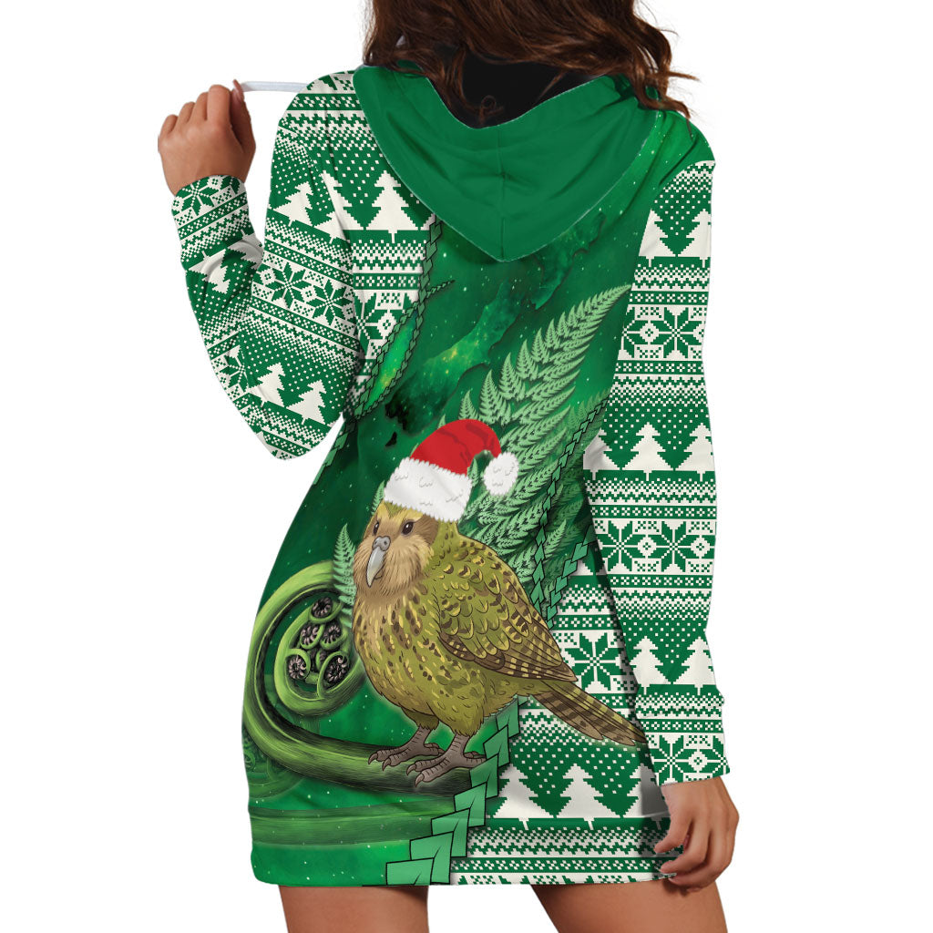 New Zealand Kakapo Christmas In July Hoodie Dress Silver Fern Santa Xmas Green Color LT22 - Polynesian Pride