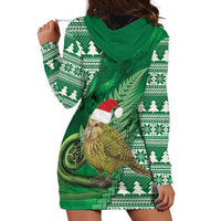 New Zealand Kakapo Christmas In July Hoodie Dress Silver Fern Santa Xmas Green Color LT22 - Polynesian Pride