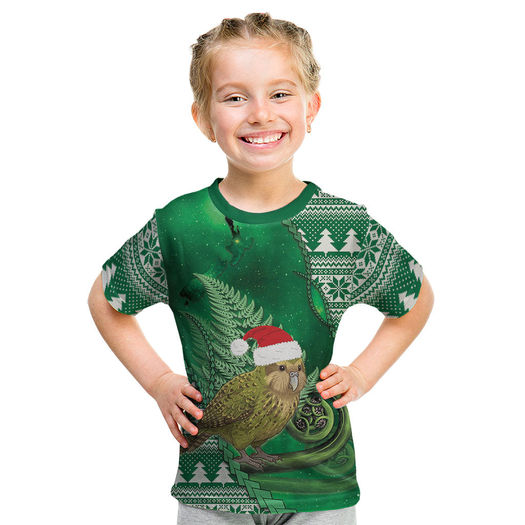 New Zealand Kakapo Christmas In July Kid T Shirt Silver Fern Santa Xmas Green Color LT22 Green - Polynesian Pride