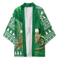 New Zealand Kakapo Christmas In July Kimono Silver Fern Santa Xmas Green Color LT22 Unisex Green - Polynesian Pride