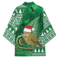 New Zealand Kakapo Christmas In July Kimono Silver Fern Santa Xmas Green Color LT22 - Polynesian Pride