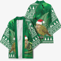 New Zealand Kakapo Christmas In July Kimono Silver Fern Santa Xmas Green Color LT22 - Polynesian Pride
