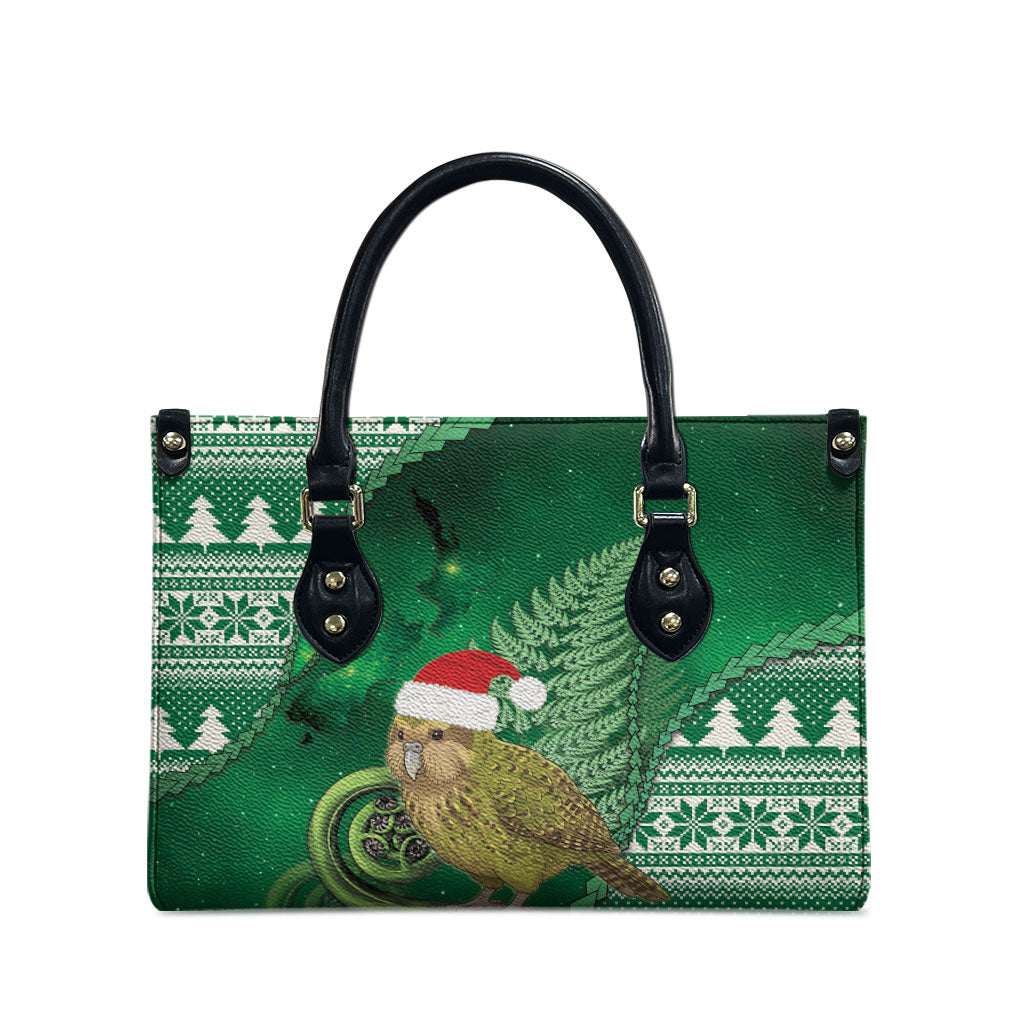 New Zealand Kakapo Christmas In July Leather Bag Silver Fern Santa Xmas Green Color LT22 - Polynesian Pride