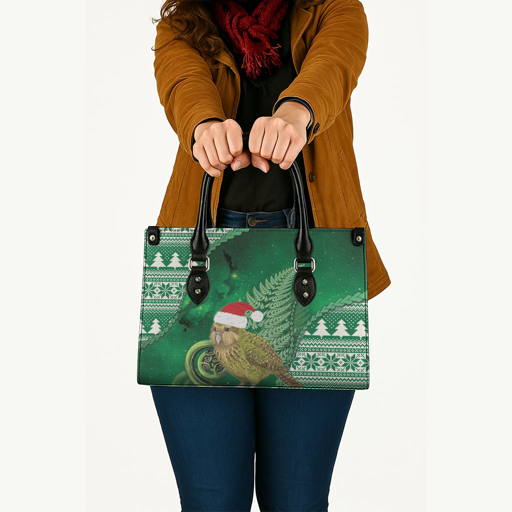 New Zealand Kakapo Christmas In July Leather Bag Silver Fern Santa Xmas Green Color LT22 - Polynesian Pride