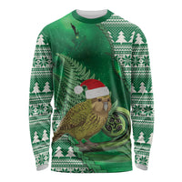 New Zealand Kakapo Christmas In July Long Sleeve Shirt Silver Fern Santa Xmas Green Color