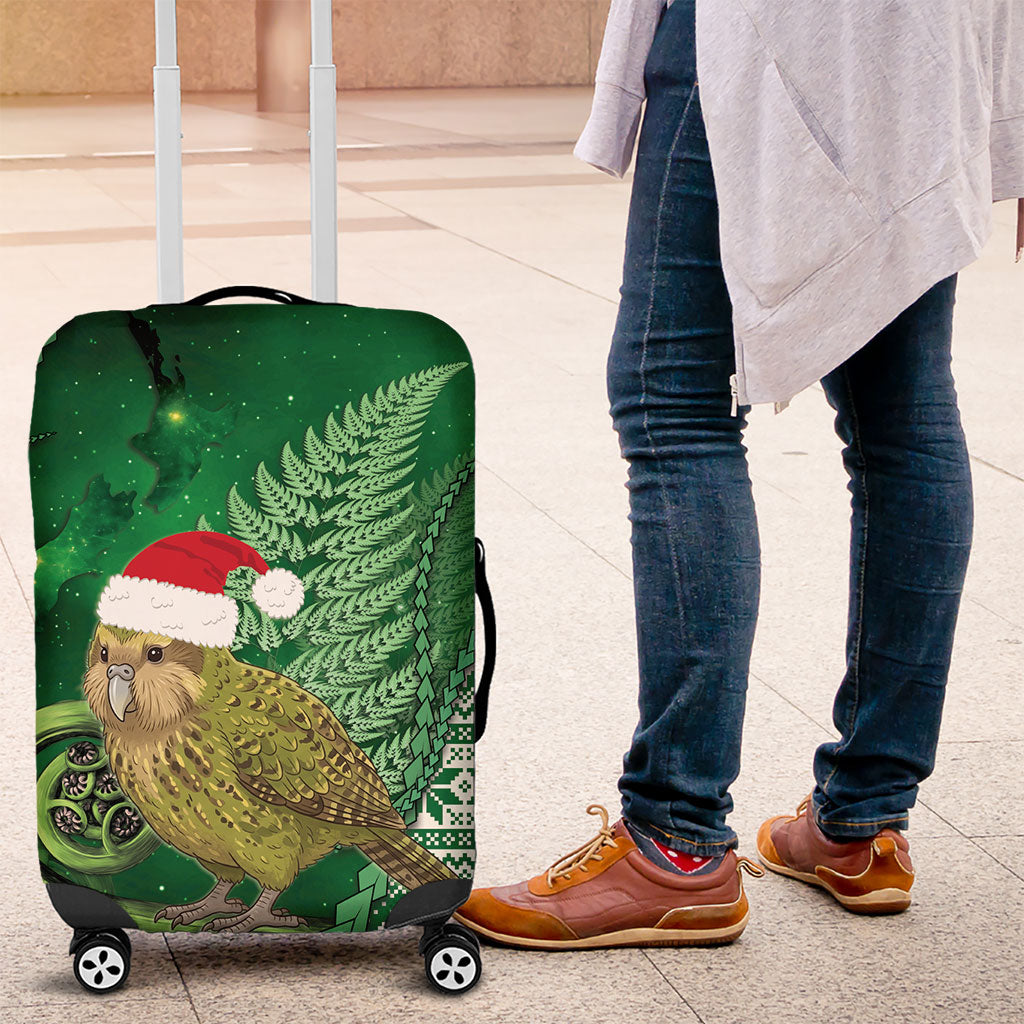 New Zealand Kakapo Christmas In July Luggage Cover Silver Fern Santa Xmas Green Color LT22 Green - Polynesian Pride
