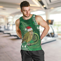 New Zealand Kakapo Christmas In July Men Tank Top Silver Fern Santa Xmas Green Color