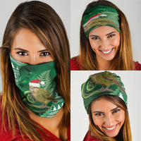 New Zealand Kakapo Christmas In July Neck Gaiter Silver Fern Santa Xmas Green Color