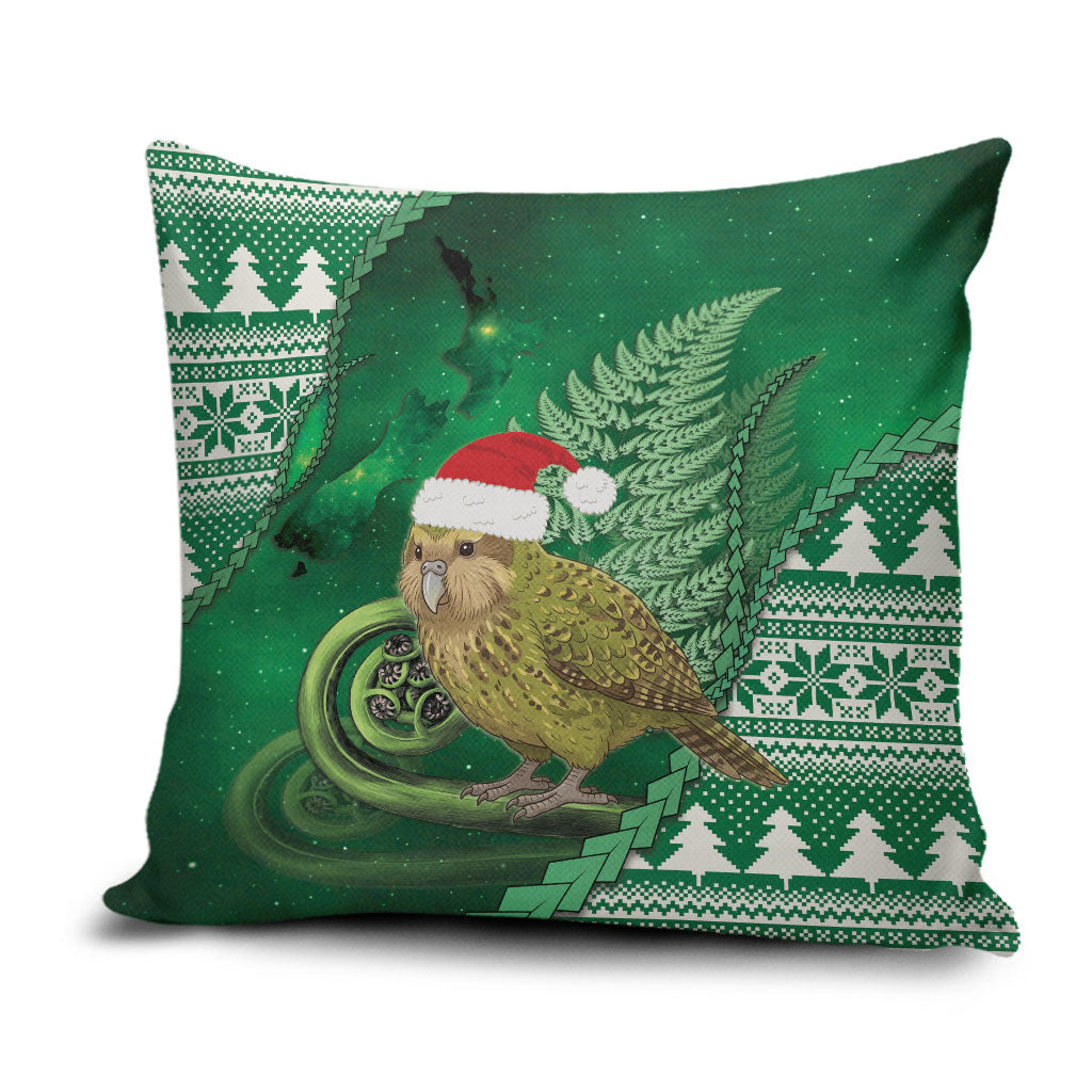 New Zealand Kakapo Christmas In July Pillow Cover Silver Fern Santa Xmas Green Color LT22 Green - Polynesian Pride