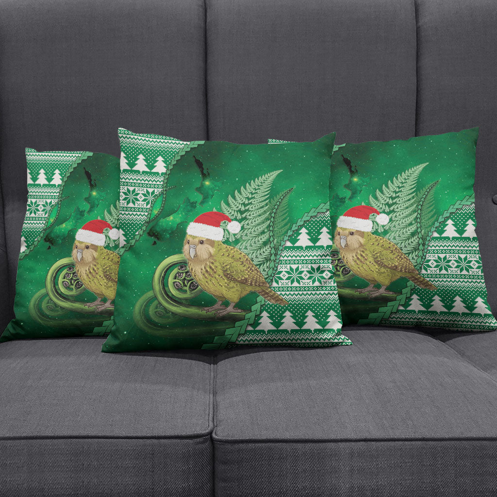 New Zealand Kakapo Christmas In July Pillow Cover Silver Fern Santa Xmas Green Color LT22 - Polynesian Pride