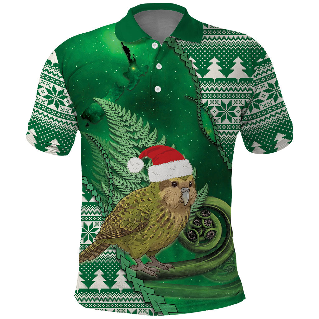 New Zealand Kakapo Christmas In July Polo Shirt Silver Fern Santa Xmas Green Color LT22 Green - Polynesian Pride