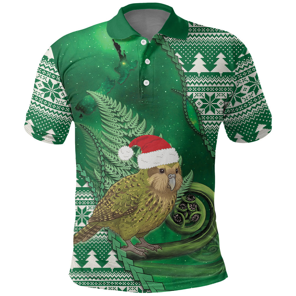 New Zealand Kakapo Christmas In July Polo Shirt Silver Fern Santa Xmas Green Color LT22 Green - Polynesian Pride