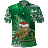 New Zealand Kakapo Christmas In July Polo Shirt Silver Fern Santa Xmas Green Color LT22 Green - Polynesian Pride